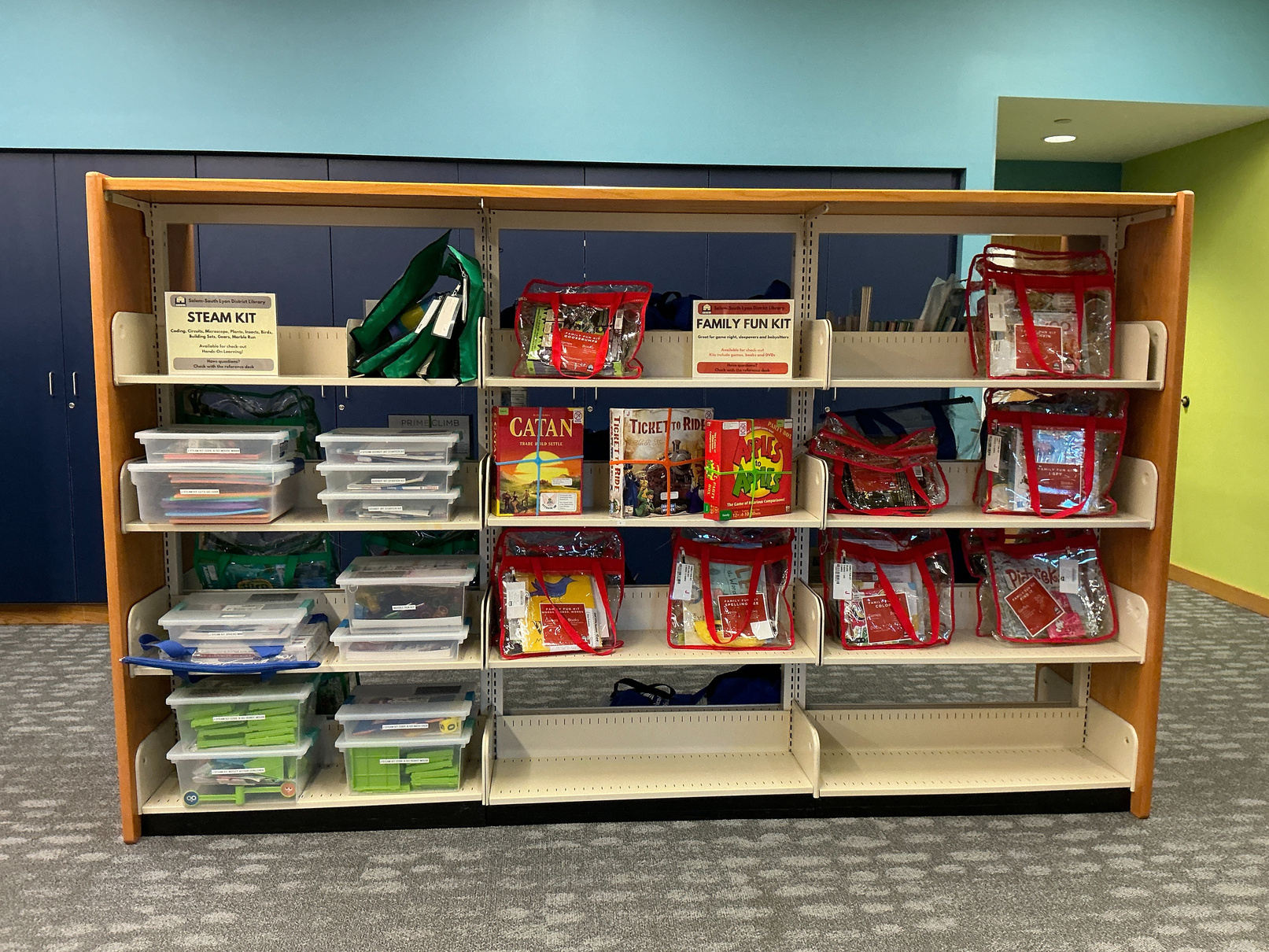 Shelves with Library Kits